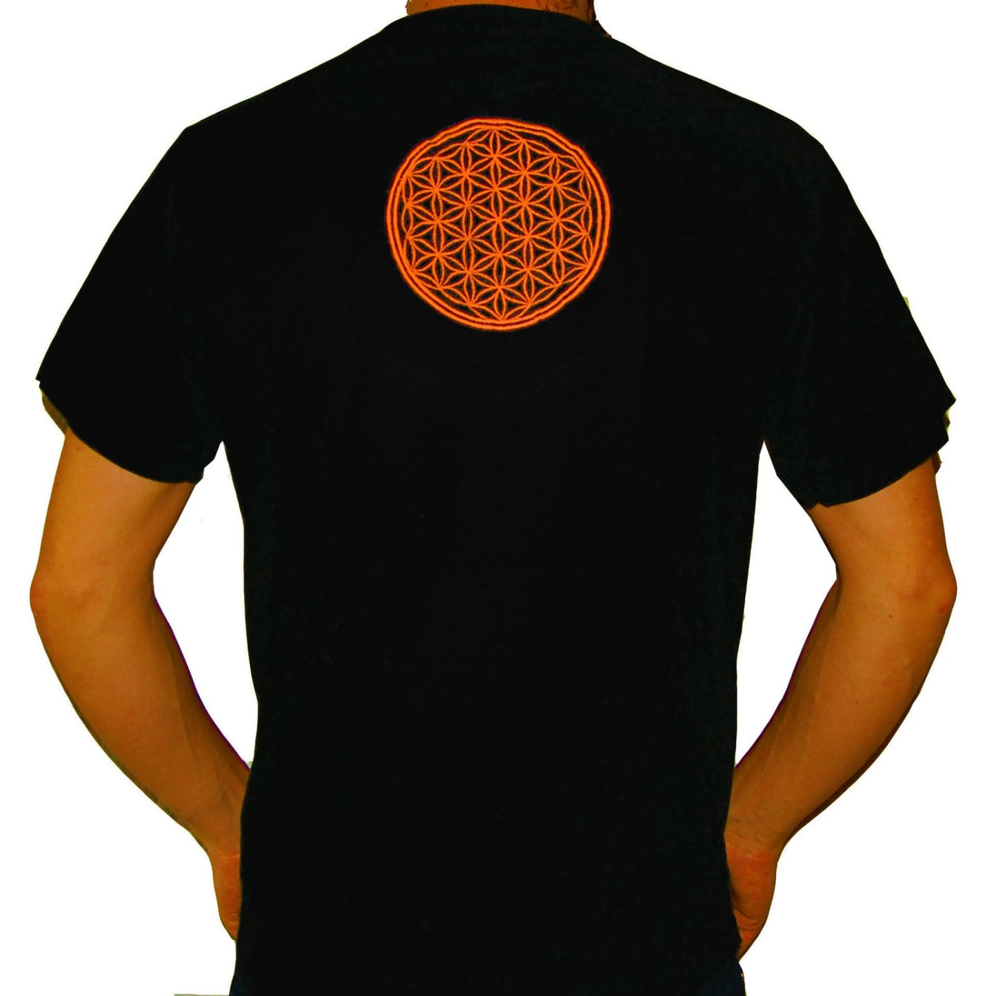 Jaguar Mask T-Shirt blacklight handmade embroidery no print goa t-shirt