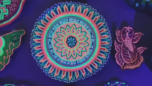Shaman Eagles Huichol Peyote Artwork mescaline indigene art magic cactus psychedelic embroidery art