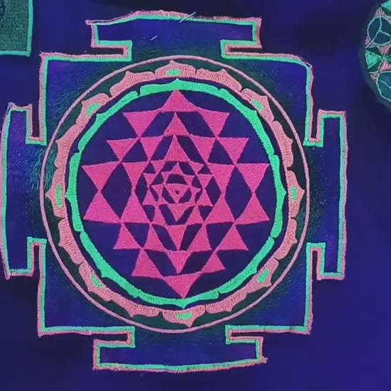 Shri Yantra T-Shirt - sacred healing yantra from india handmade embroidery no print