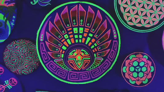 rainbow quetzalcoatl stellar dragon UV glowing crop circle patch 7.5 inches
