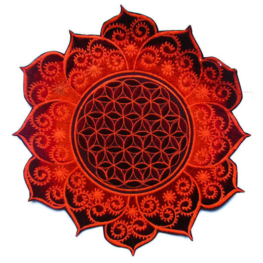 Flower of Life deepred fractal mandala holy geometry psy patch sacred geometry