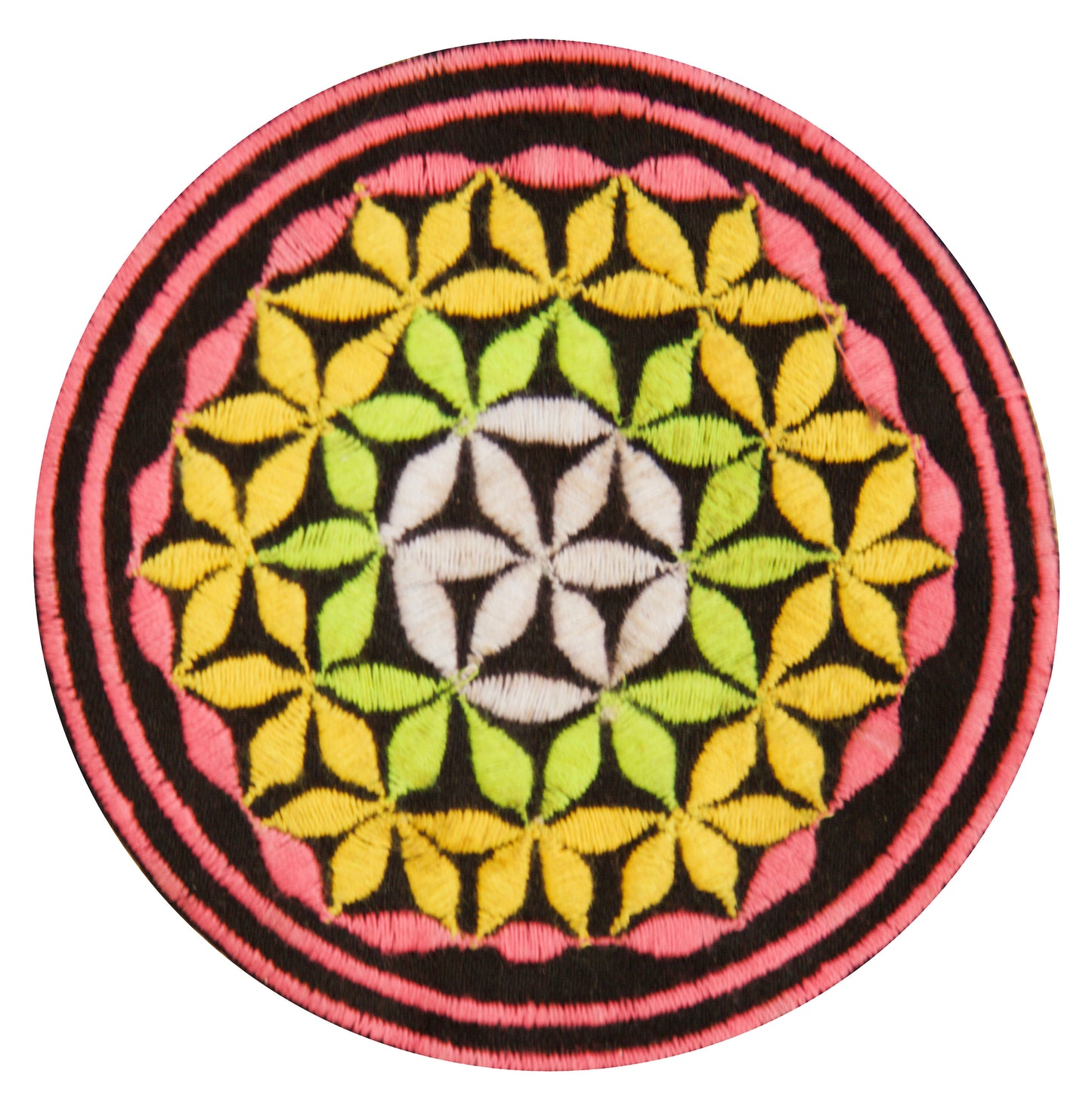 blacklight glowing purple flower of life patch sacred geometry embroidery for sew on