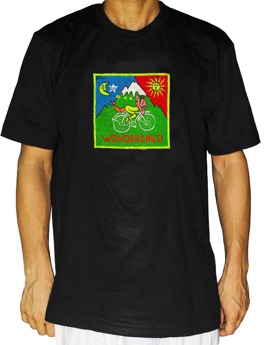 Wonderchild LSD Hofmann T-Shirt blacklight handmade embroidery no print psy t-shirt Timothy Leary acid utopia vintage artwork