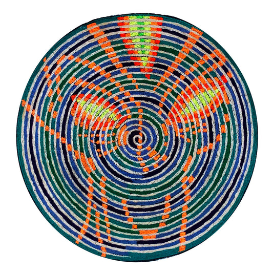 Alien crop circle embroidery art mandala ufo seti mystery blacklight glowing UV cropcircle patch goa trance psychedelic Galactic Command