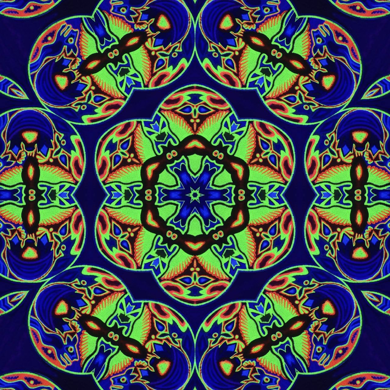 Huichol Peyote Embroidery Shamanic Art Eagle Bird patch indigene mescaline Masterpiece blacklight glowing beauty UV active Magic Cactus