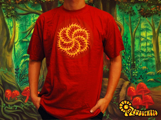 Big Milk Hill crop circle T-Shirt rainbow mandala blacklight handmade embroidery no print goa t-shirt