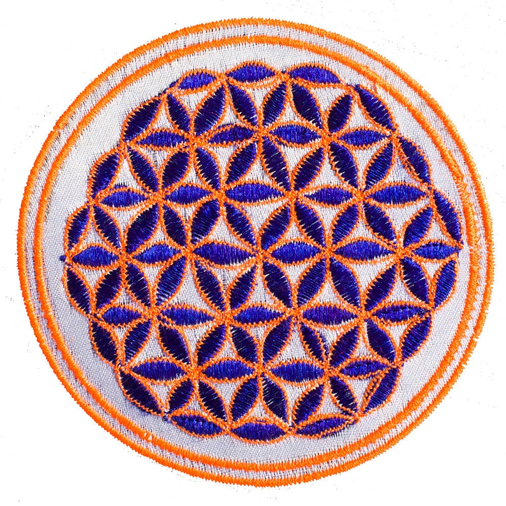 beige flower of life patch small size with variations