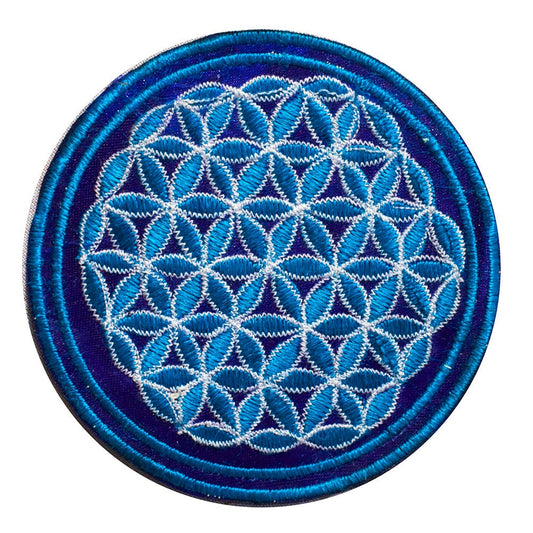 blue flower of life patch small size with variations