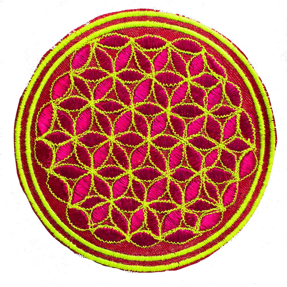 beige flower of life patch small size with variations