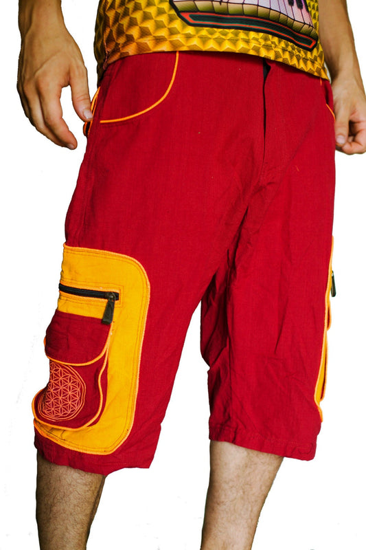 Design your goa pant - 8 pockets, 4 with hock&loop, 2 with zip lock - any colour and size blacklight active lines flower of life clamdiggers