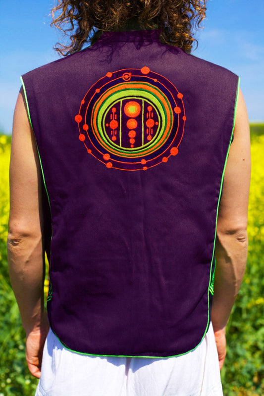 galactic federation crop circle - Design your jacket in any colours -handmade in your size blacklight active 1 zip lock inside pocket